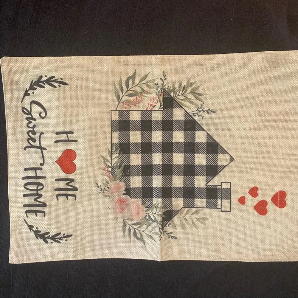 Home Sweet Home Buffalo Plaid Garden Flag 12 x 8